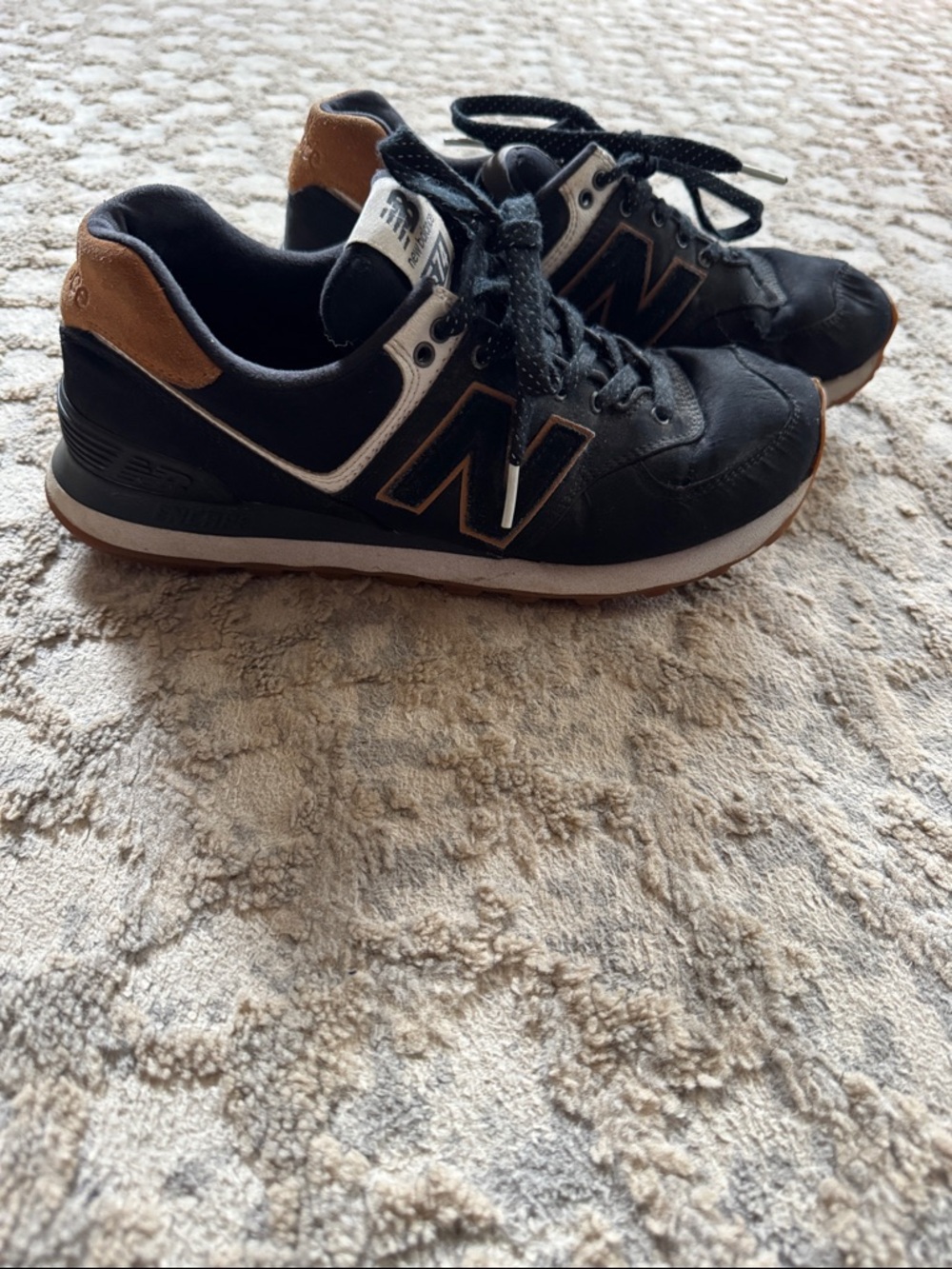 New Balance Black & Brown 574 Casual Lace-Up Sneakers US 9